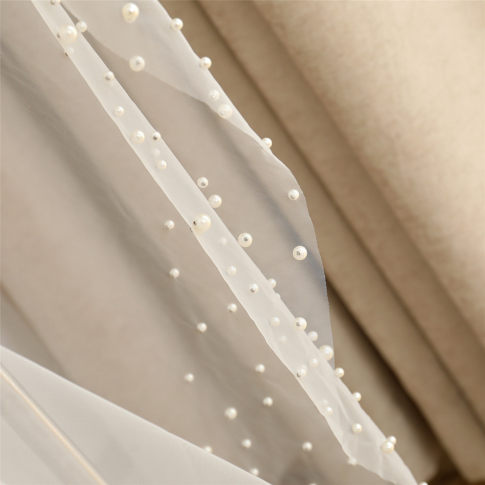 Elegant Pearls Edge Wedding Veil Cathedral Bridal Veil with Etsy