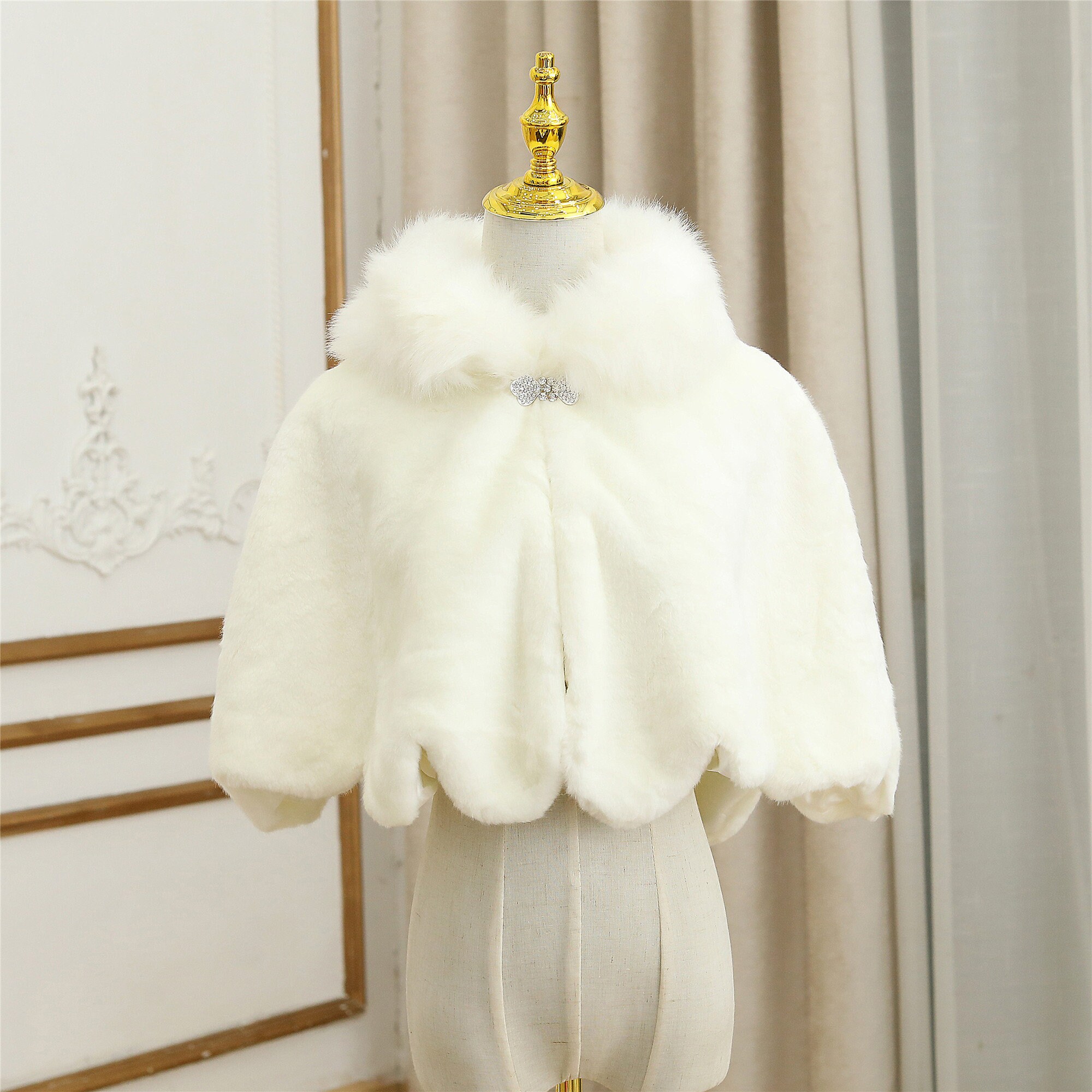 White Faux Fur Cape with Irregular Edges Winter Bridal Shawl Etsy