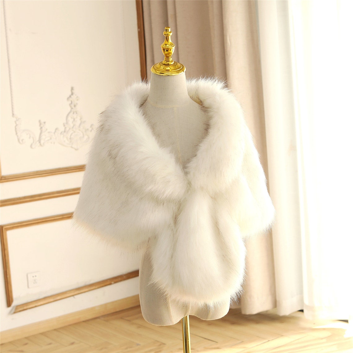 Ivory Faux Fur Wrap Bridal Fur Shrug Bride Winter Cover Up Etsy