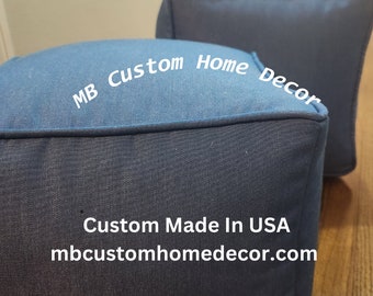 Sunbrella outdoor cushions, Sunbrella custom ottoman and throw pillows, Custom sizes available, Sunbrella pouf