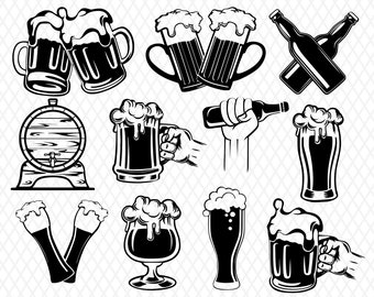 Beer Silhouette Beer Cut Files Alcohol Silhouette - Etsy