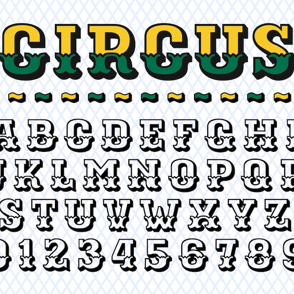 Circus Font Svg Ttf Circus Font Cricut Circus Font Svg Layred Letters Numbers Carnival Font Funfair Font Circus Style Font Digital Font