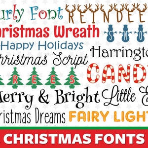 Christmas Fonts Bundle Christmas Monogram Holiday Font Candy Cane Font Bundle Fonts TTF SVG PNG Farmhouse Fonts Christmas Font Script
