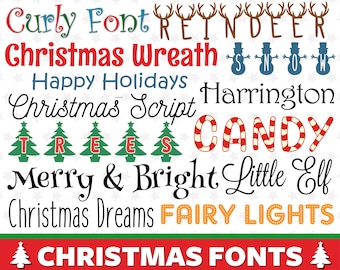 Christmas Fonts Bundle Christmas Monogram Holiday Font Candy Cane Font Bundle Fonts TTF SVG PNG Farmhouse Fonts Christmas Font Script