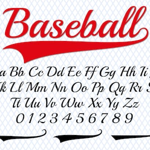 Police de baseball avec queues Police de script de baseball Police de baseball TTF SVG PNG Baseball Text Tails Softball Font Baseball Font Cricut Baseball Logo