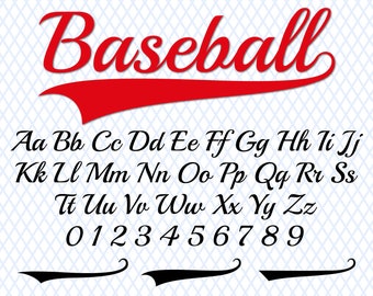 Baseball Font With Tails Baseball Script Font Baseball Font TTF SVG PNG Baseball Text Tails Softball Font Baseball Font Cricut Baseball Logo