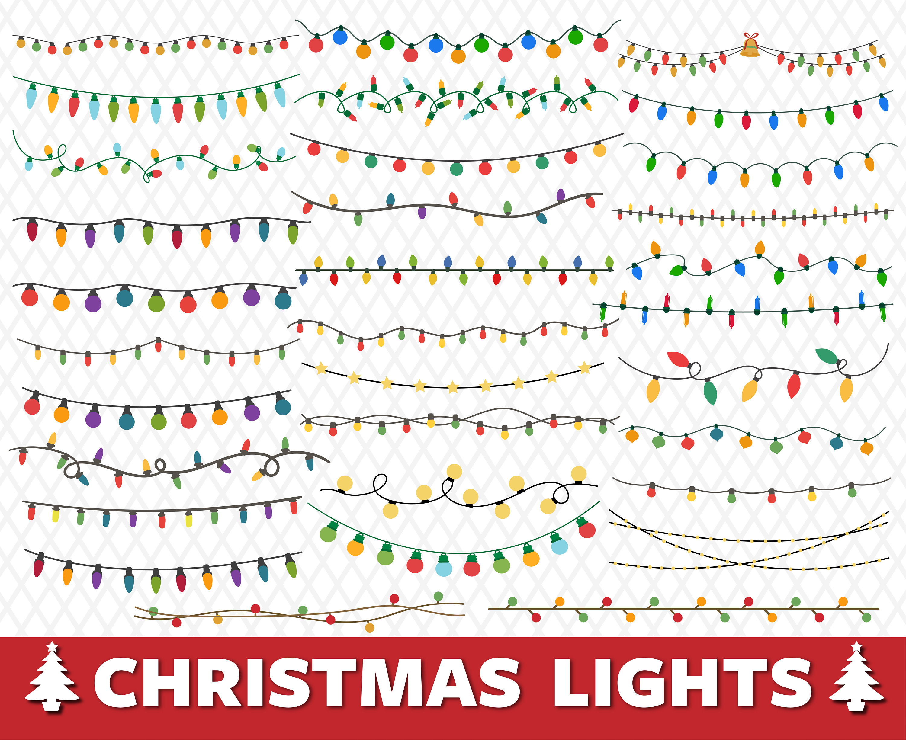 Christmas Lights Svg Christmas Lights Clipart Christmas Lights Etsy