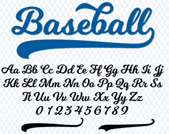 Baseball Font With Tail Baseball Font TTF SVG PNG and Text Tails Baseball Script Font Softball Font Baseball Font Cricut Baseball Logo Font