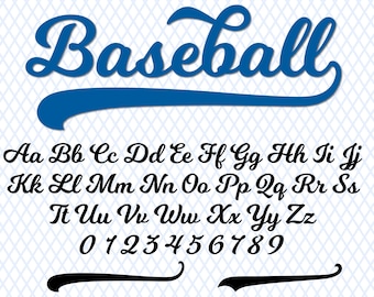 Baseball Font With Tail Baseball Font TTF SVG PNG and Text Tails Baseball Script Font Softball Font Baseball Font Cricut Baseball Logo Font