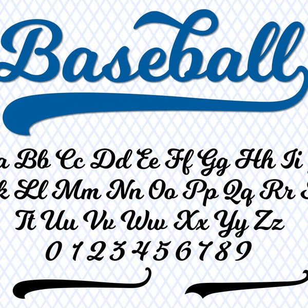 Baseball Font With Tail Baseball Font TTF SVG PNG and Text Tails Baseball Script Font Softball Font Baseball Font Cricut Baseball Logo Font