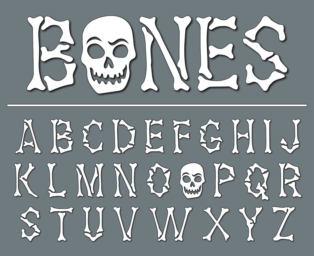 Bones Font Skull Font Skeleton Font Black Bones Font Bone Letters Font