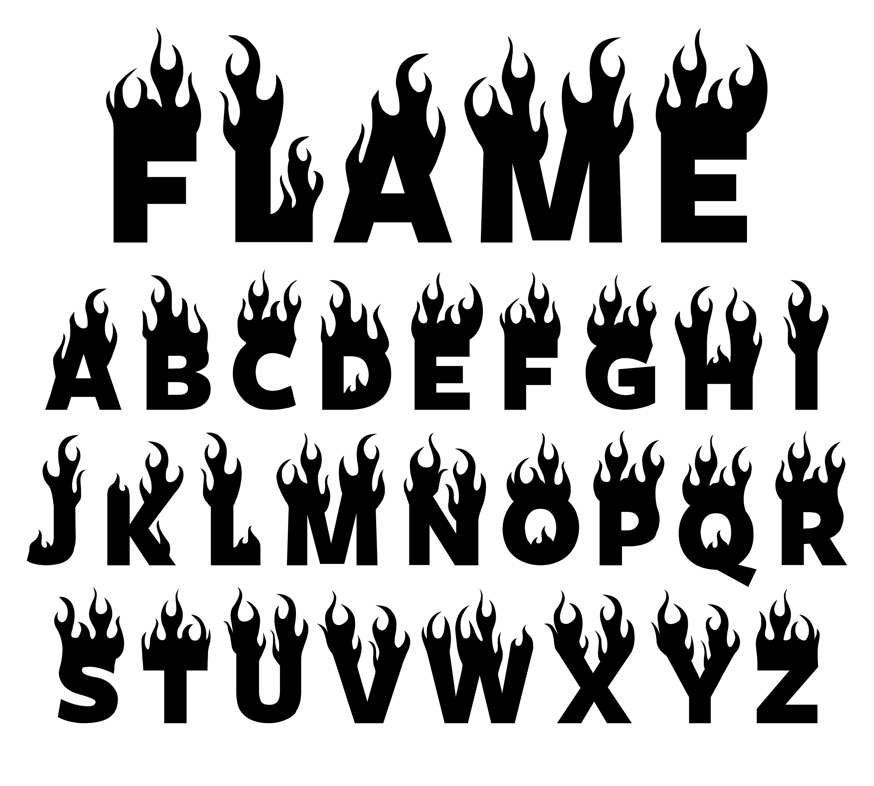 Flame Fonts Bundle Flame Font Svg, Fire Font Svg,Flame Alphabet, Fire ...