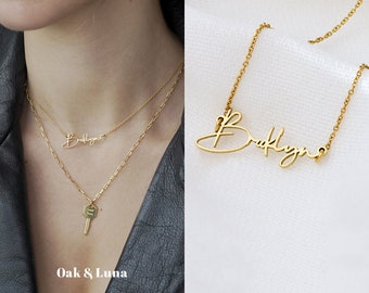 Oak and Luna Belle Name Necklace 14K 
