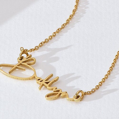 Belle Custom Name Necklace Gold Silver 