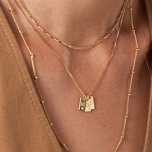 Willow Diamond Initial Tag Monogram Name Necklace Gold Silver 925 Oak and Luna Engraved Letter Jewelry for Her Mom Mother's Day Gift image 1
