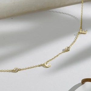Inez Initial Necklace | Oak & Luna | 14K Gold and Silver with Diamonds | Letter Necklace Multi Initial Gift for Mom | Mothers Day Presents