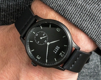 Sett & Co Eclipse Edelstahl Herren Leder Armbanduhr · Jahrestag Geschenke für Ihn Papa Mann Freund Freund