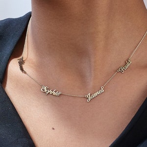 Multiple Name Necklace | Oak & Luna | 14K Gold, 925 Silver | Personalized Jewelry Best Gifts for Women | Mother&#39;s Day Gift