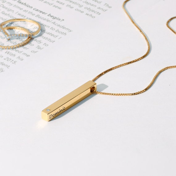 Oak&Luna Key Charm Necklace with Engraving - Gold Vermeil