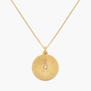 Minimalist Heart & Liv Medallion Charm Pendant Necklace Gold Vermeil Oak and Luna Jewelry for Her Mom Wife Grandma Mother's Day Gift image 2