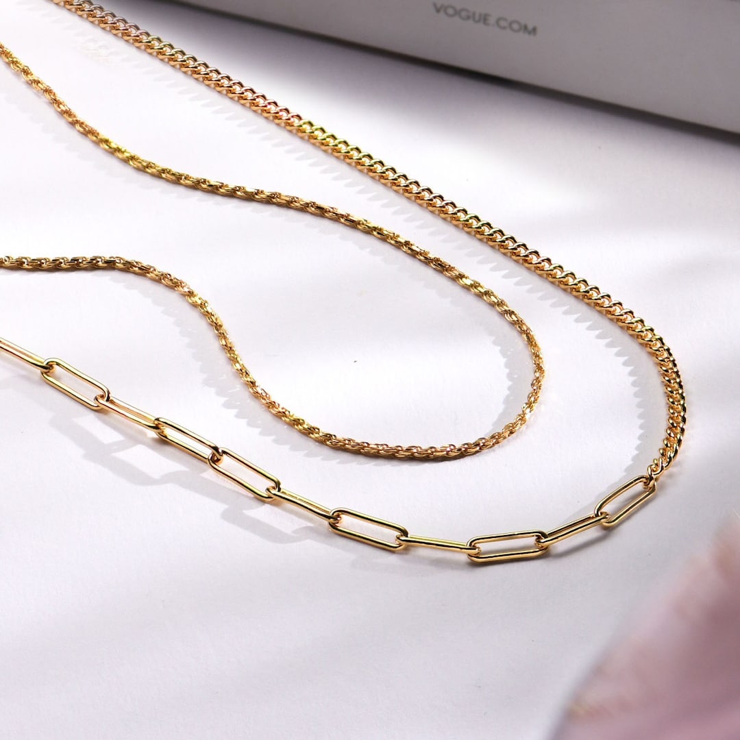 Ivy Name Paperclip Chain Necklace - Gold Vermeil