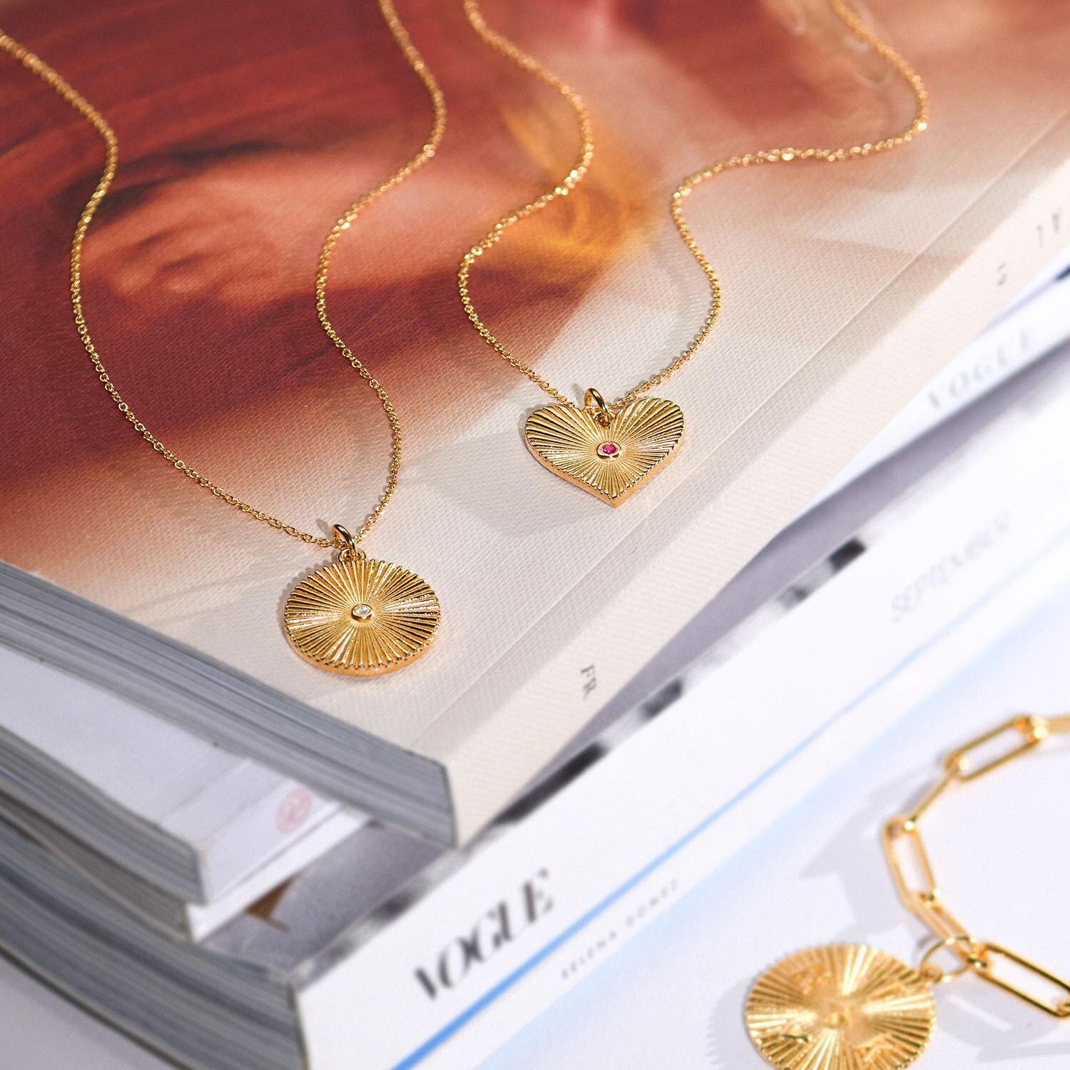 Heart Charm Lock Necklace With Diamonds - Gold Vermeil - Oak & Luna