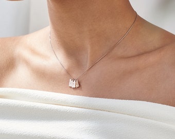 Willow Tag Initial Necklace | Oak & Luna | 925 Silver, Gold Vermeil with diamond | Link Necklace for Her | Mother&#39;s Day Gift