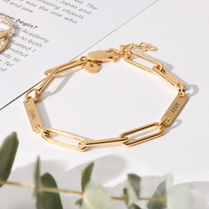Ivy Name Paperclip Chain Bracelet | 14K Gold, 925 Silver with Diamond | Muti Name Necklace Gift | Unique Mothers Day Gift