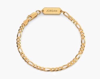 Personalized Figaro Chain Bracelet for Men • Jewelry Gift for Men Boyfriend Husband • Father's Day Gift