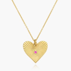 Minimalist Heart & Liv Medallion Charm Pendant Necklace Gold Vermeil Oak and Luna Jewelry for Her Mom Wife Grandma Mother's Day Gift image 3