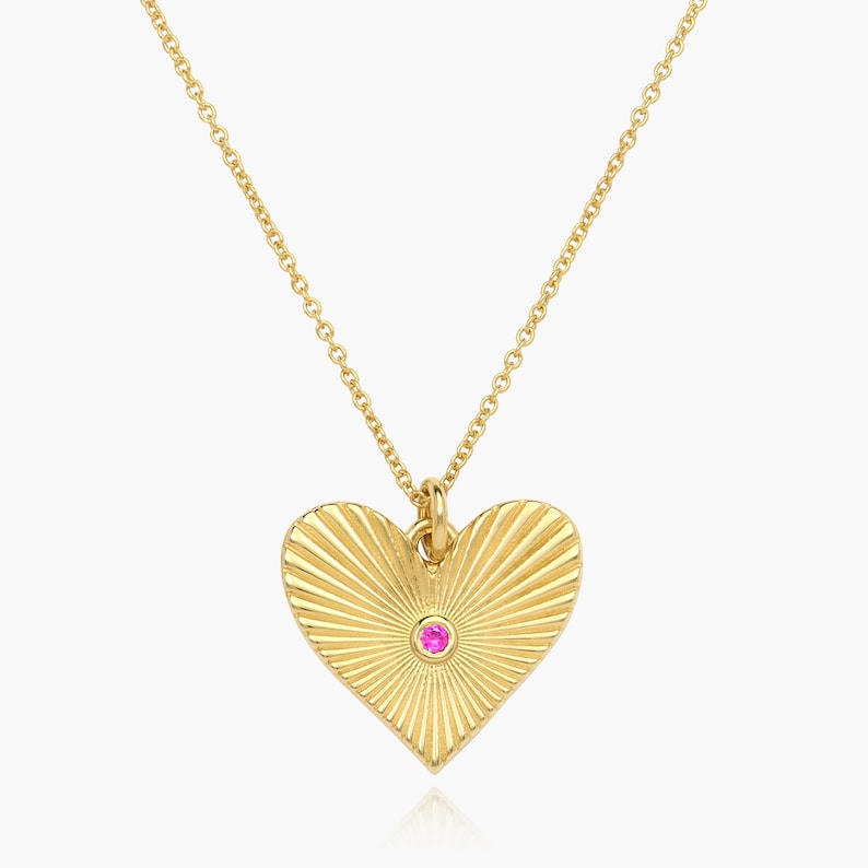 Minimalist Heart & Liv Medallion Charm Pendant Necklace Gold Vermeil Oak and Luna Jewelry for Her Mom Wife Grandma Mother's Day Gift image 3