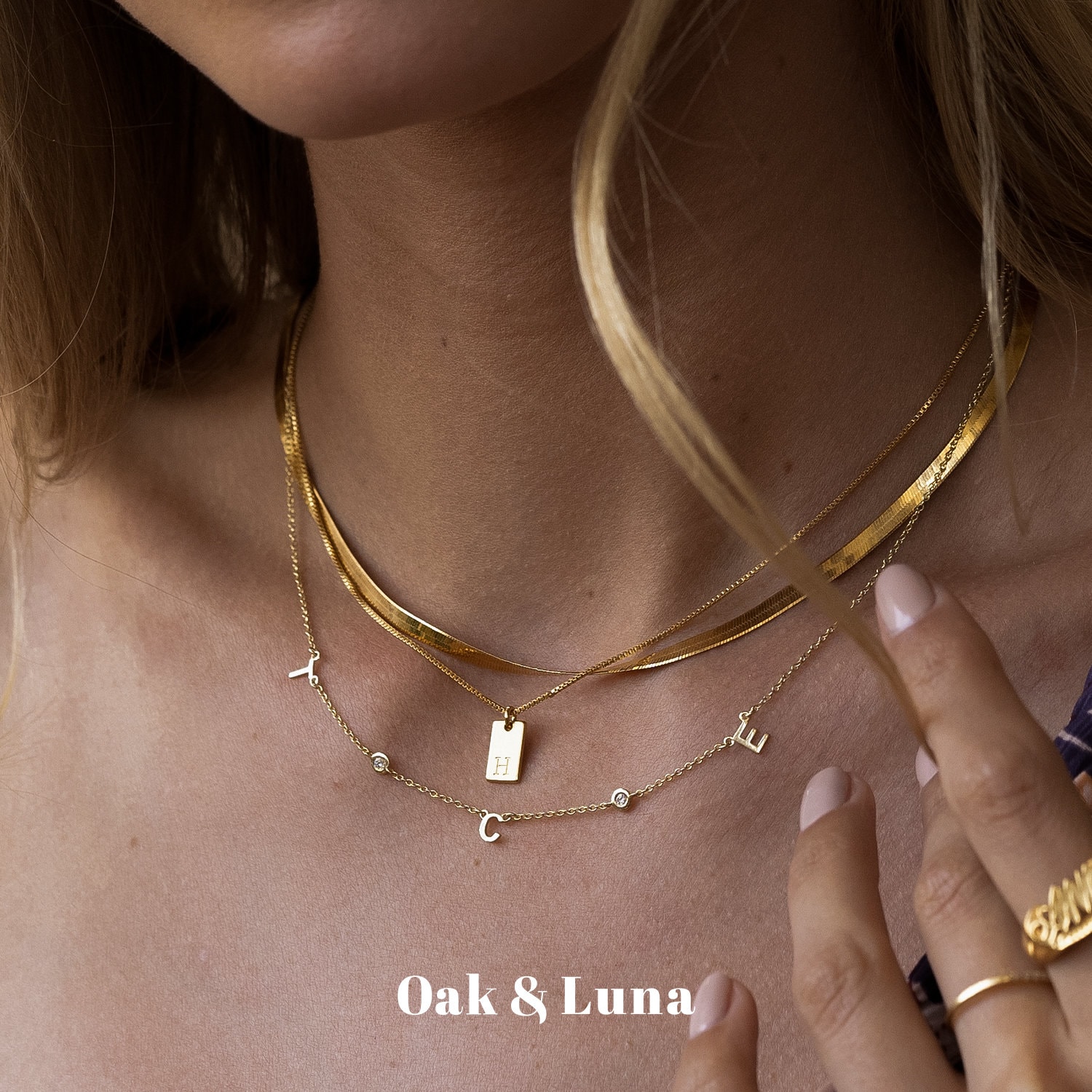 Inez Initial Necklace - Silver - Oak & Luna