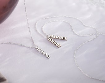 Dije con nombre vertical múltiple personalizado • Diamante • Plata 925 Oro • SIN CADENA • Joyería con nombre personalizada Regalo para ella • Día de San Valentín