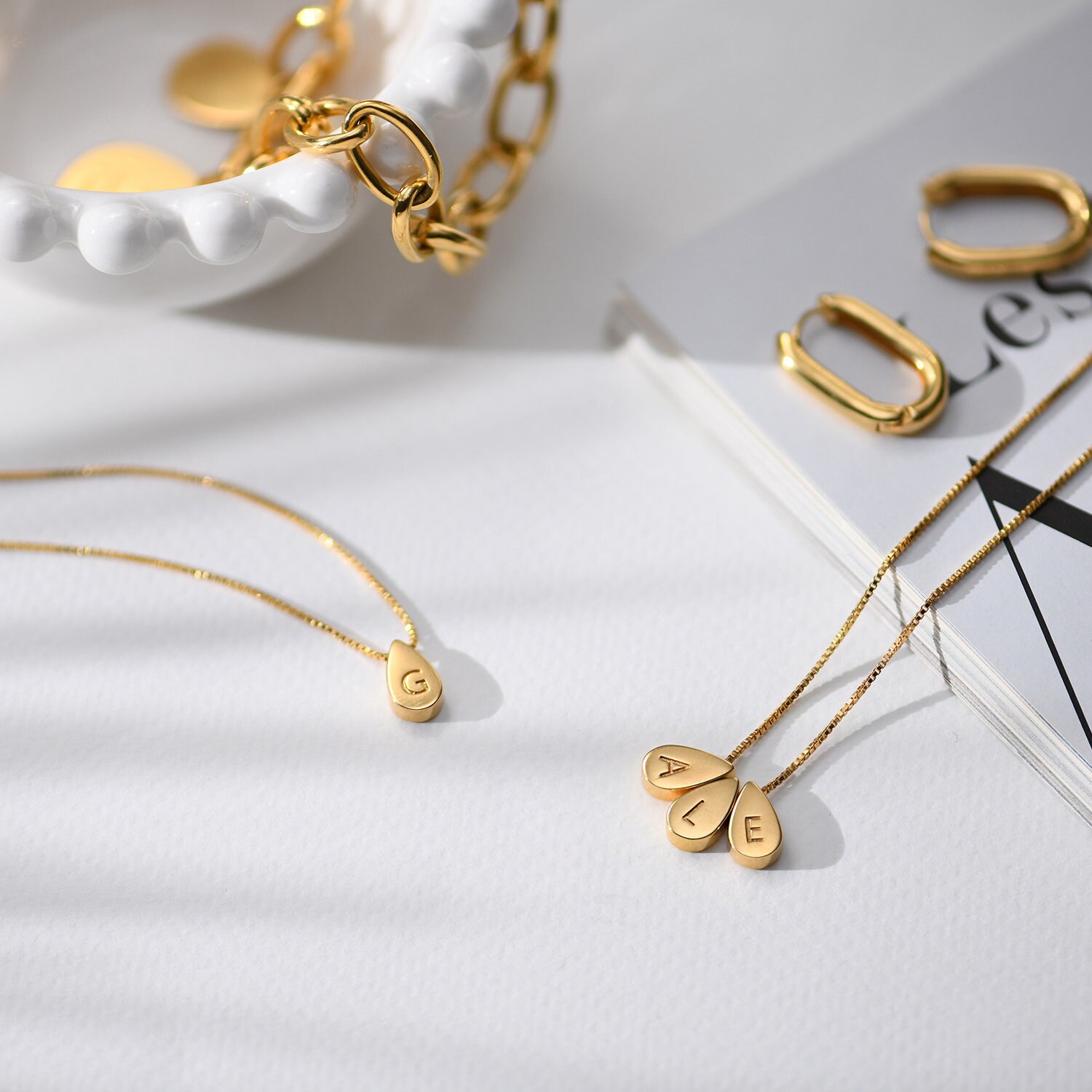Gold Initial Teardrop Pendant Initials 