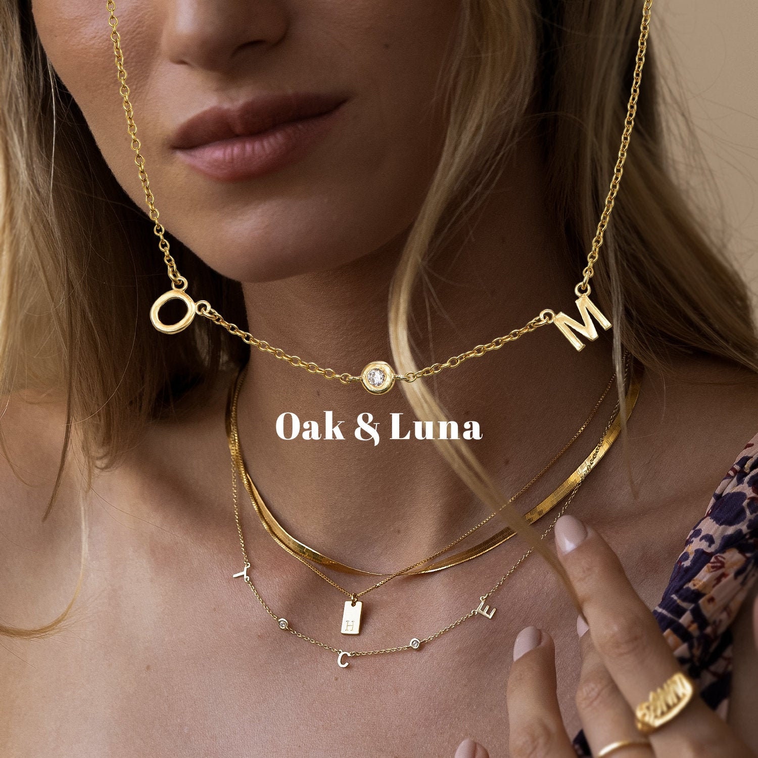 XL Monogram Necklace in 10K Rose Gold