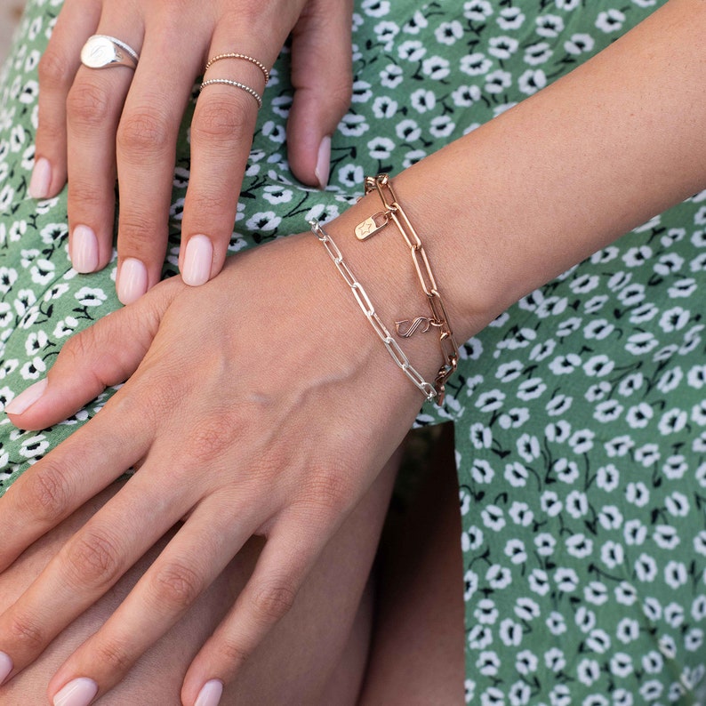 Link Chain Charm Bracelet Rose Gold \u2022 The Charmer Bracelet\u2022 Stacking Personalized Custom Pendant Bracelets Mothers Day Jewelry Gifts for Her