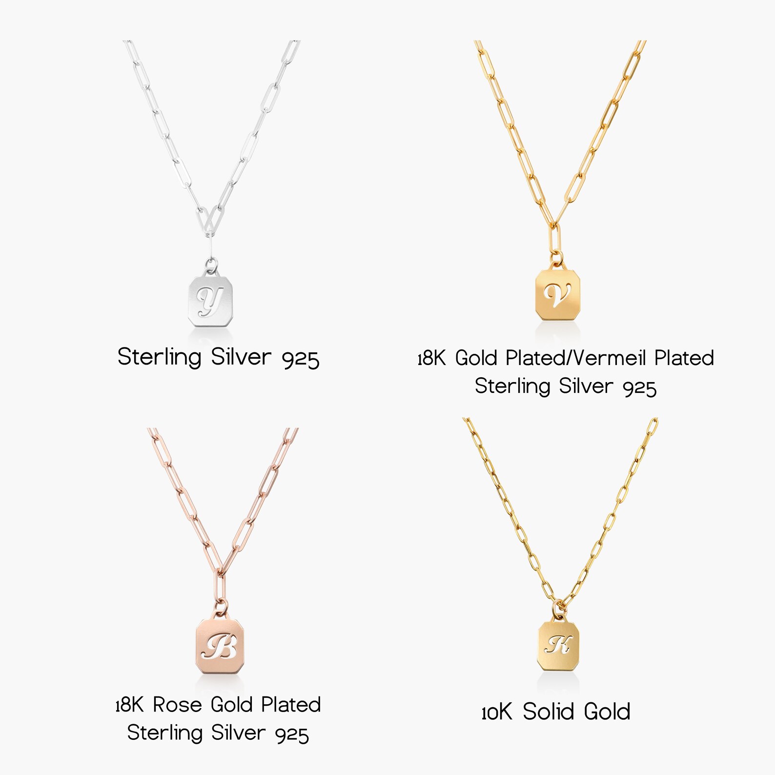 Gold Initial Tag Charm Necklace Chain Reaction Necklaces Etsy