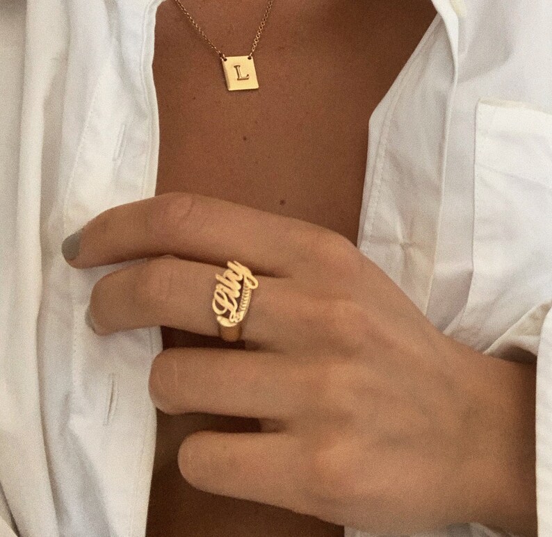 Throwback Name Ring Custom Personalized Name Rings Sterling Etsy