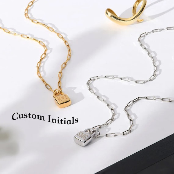 Custom Initial Gold Lock Necklace