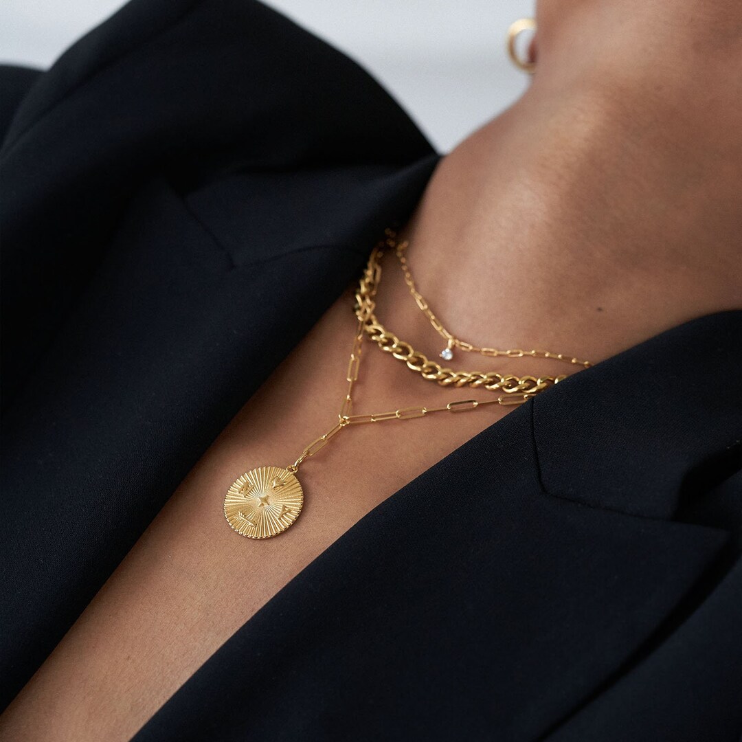 Tyra Initial And Zodiac Medallion Bracelet- Gold Vermeil - Oak & Luna