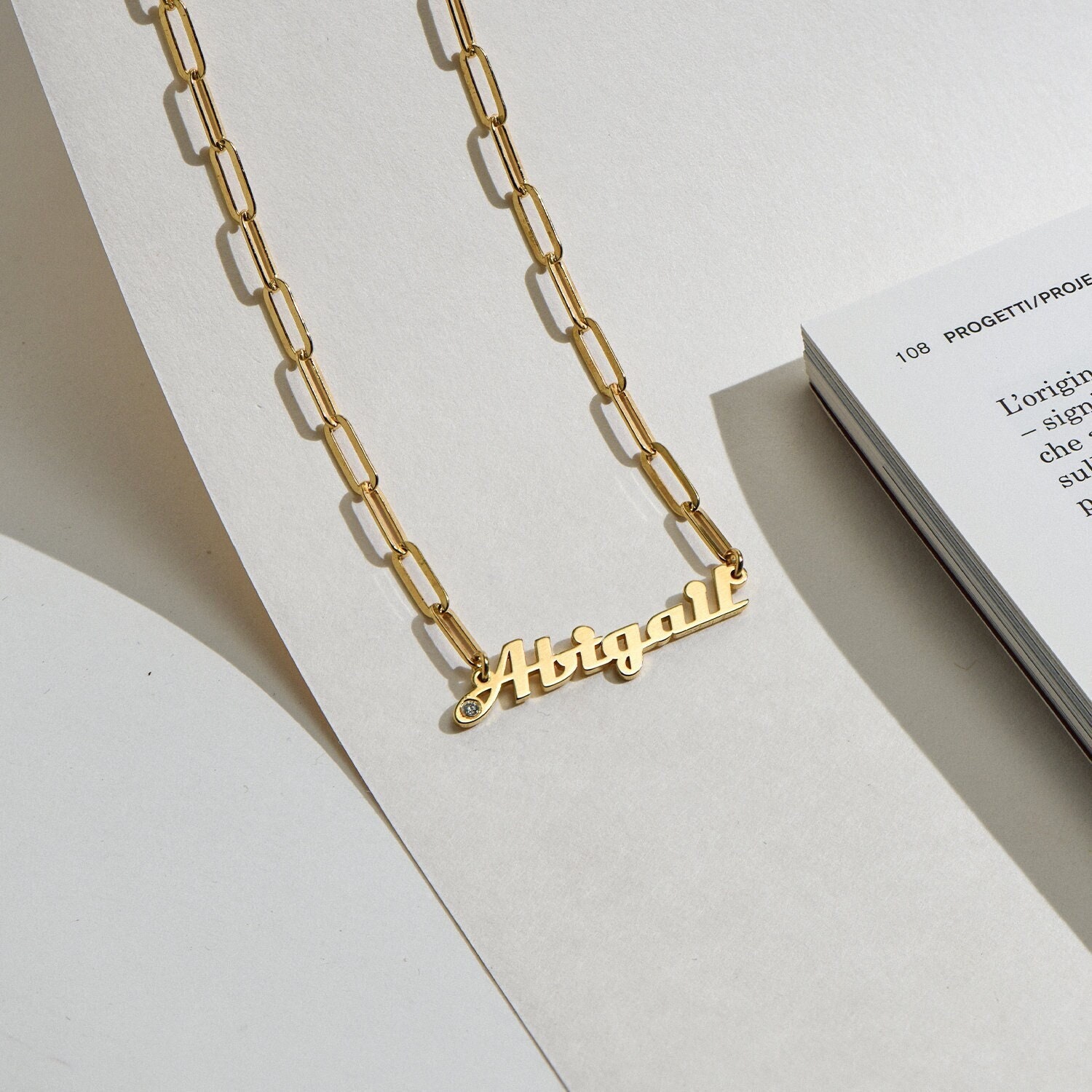 Personalized Dainty Diamond Nameplate 