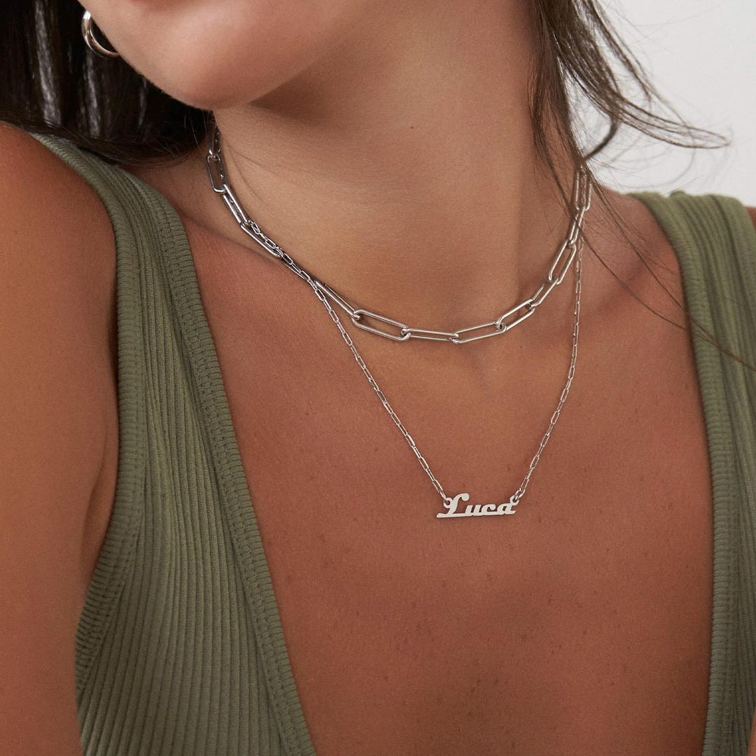 Link Chain Name Necklace | Oak and Luna | Silver & Gold With