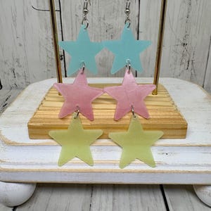 Glow in the dark star earrings Millennial jewelry Y2K 90s accessories image 1