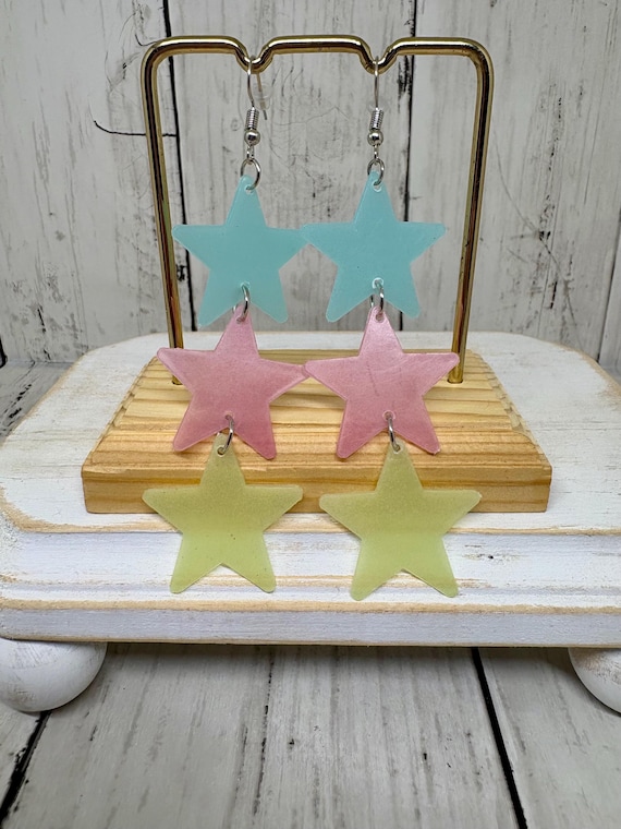Glow in the dark star earrings Millennial jewelry Y2K 90s accessories