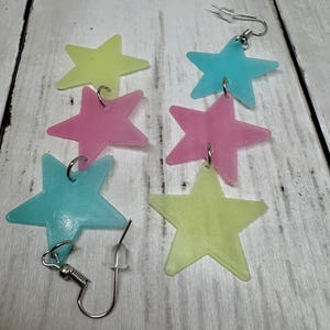 Glow in the dark star earrings Millennial jewelry Y2K 90s accessories image 3
