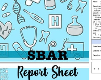 Nurse SBAR Handoff Report Sheet Nursing Brain Printable Template
