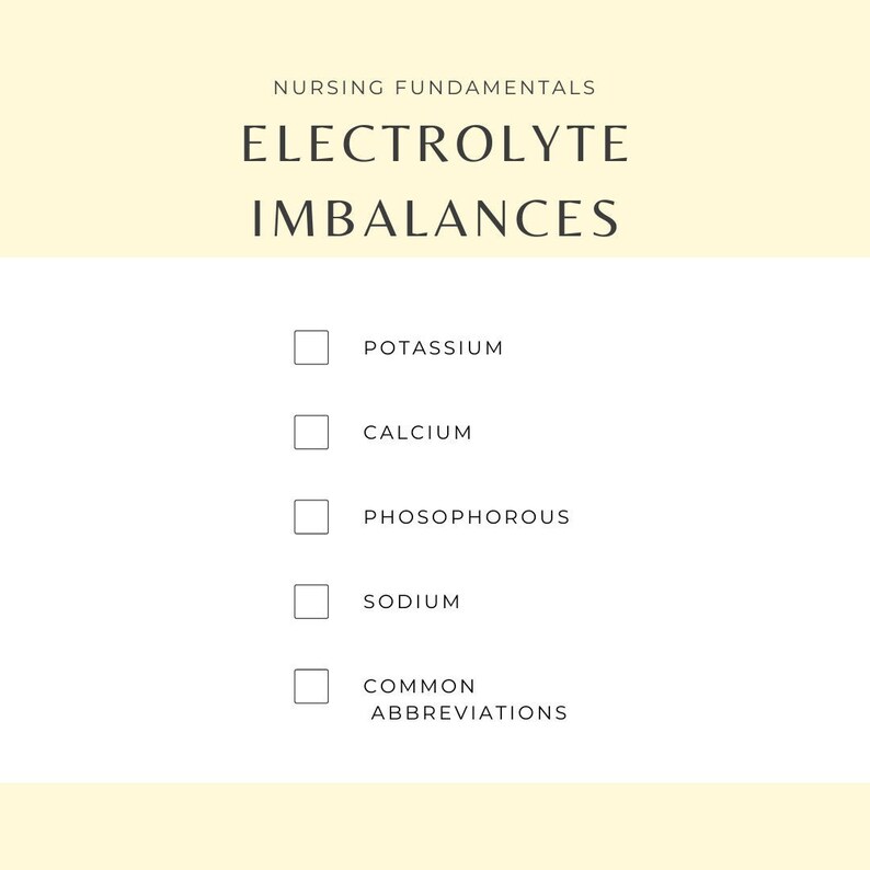 FUNDAMENTALS FLUIDS ELECTROLYTES and Common Abbreviations Nursing Cheat