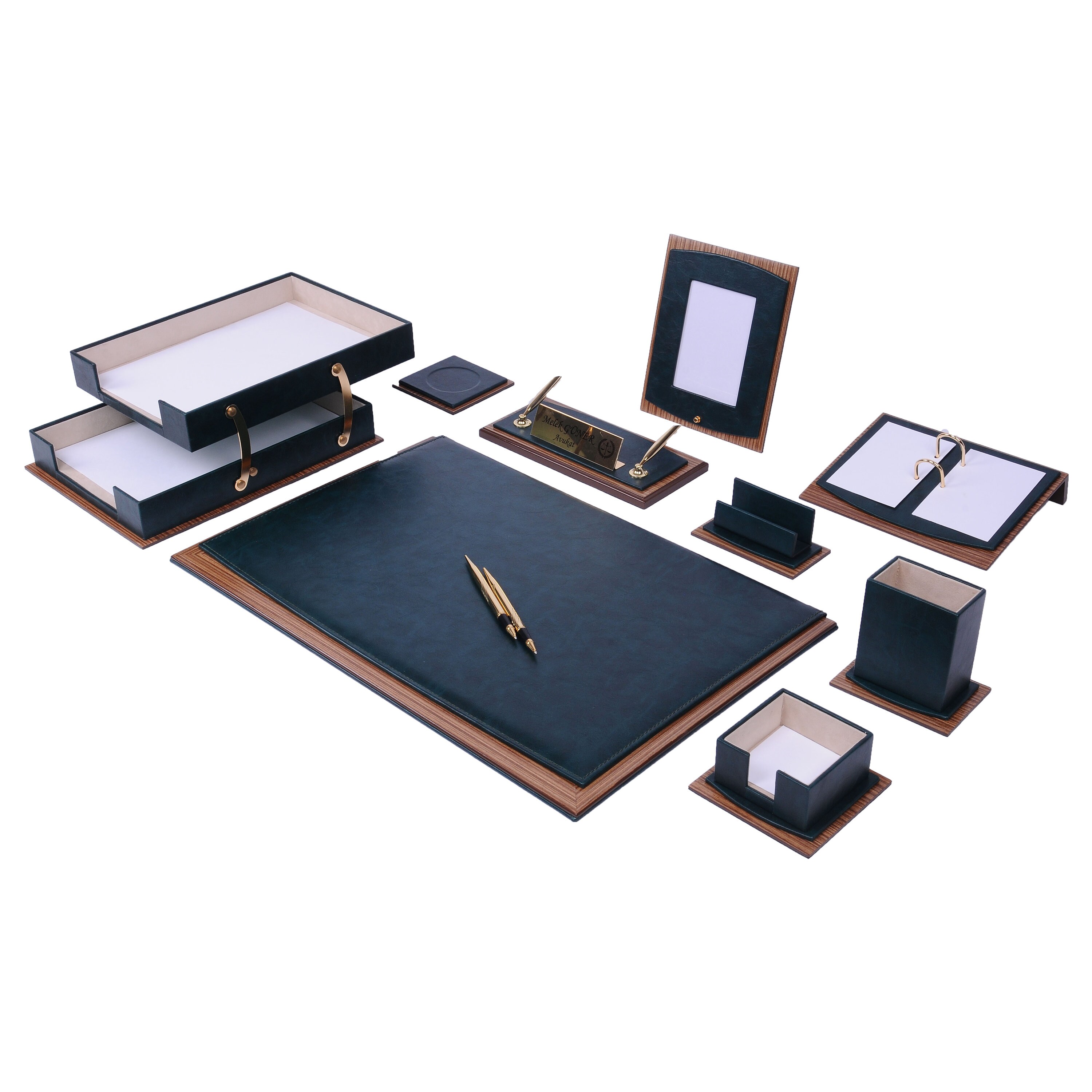 Leather Desk Set Gift for Your Love Office Supplies Covered Lux Leather