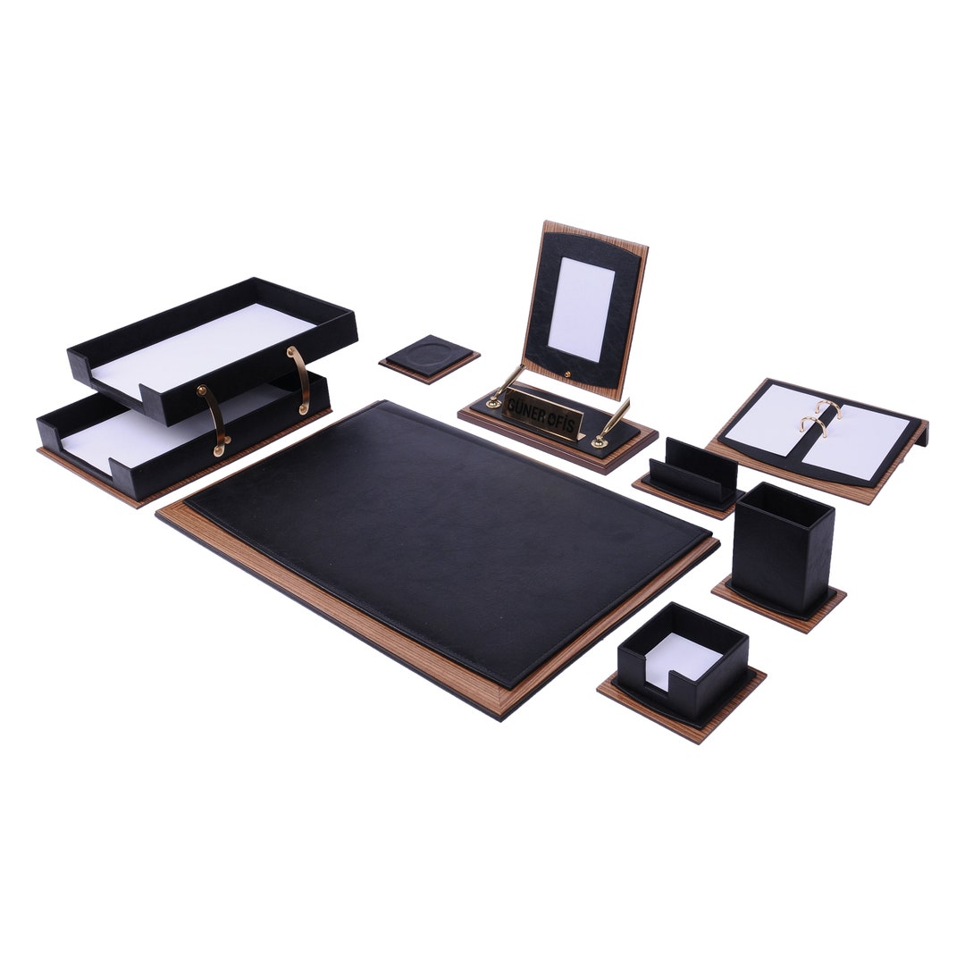 Capra Leather Desk Pad Setup Black Leather, Mat Blotter Organizer, Home  Office Setup,laptop Mouse Pad, Custom Gift for Men. Matching Coaster 