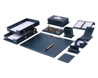 Leather Covered Desk Set For Your Friends Customazible Office Desk Organizer For Special Day Gift For Him/Her